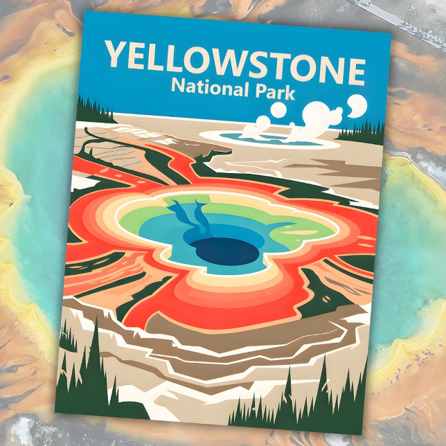 Carte Postale Custom Yellowstone National Park WPA Retro Travel (Custom Yellowstone National Park WPA Retro Travel Postcard)