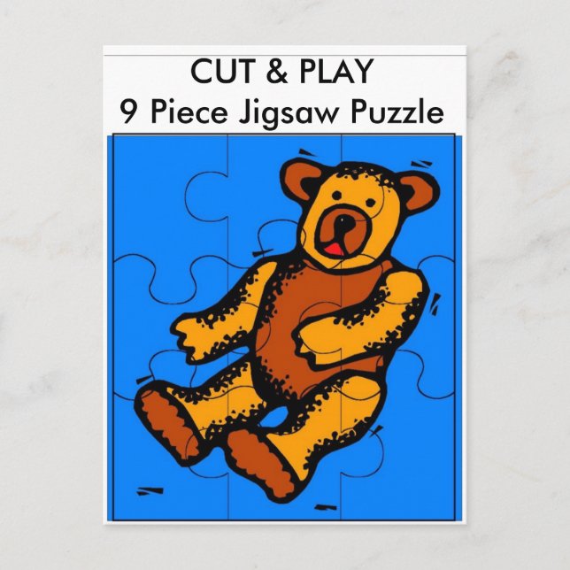 Carte Postale CUT & PLAY 9 pièces Jigsaw Puzzle - Ours (Devant)
