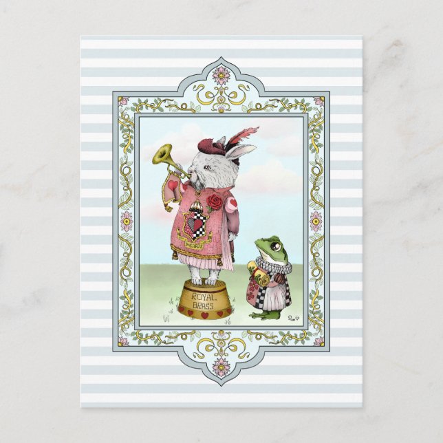 Carte Postale Cute Alice au pays des merveilles Lapin Blanc Art  (Devant)