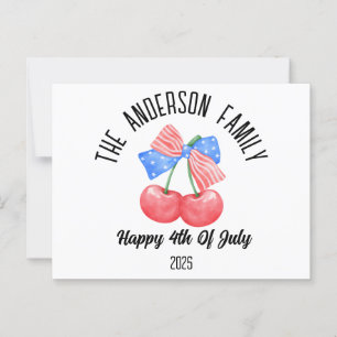 Carte Postale Cute American Flag Bow Nom personnalisé Fête