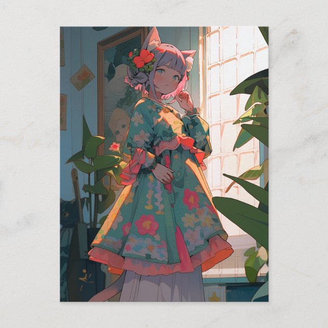 Carte Postale Cute Anime Catgirl (Devant)