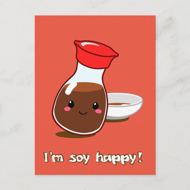 Carte Postale Cute Anime Soy Sauce "Je suis si heureux !" (Devant)