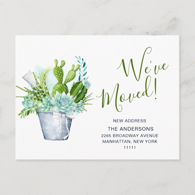 Carte Postale Cute aquarelle Cactus Moving Faire-part (Devant)
