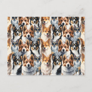 Carte Postale Cute aquarelle Corgi Chien Motif