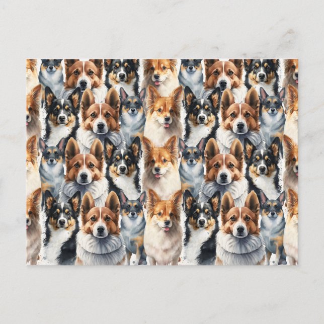 Carte Postale Cute aquarelle Corgi Chien Motif (Devant)