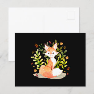 Carte Postale Cute aquarelle Fox animal
