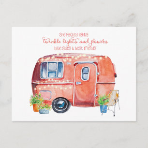 Carte Postale Cute aquarelle Retro Vintage Glamper
