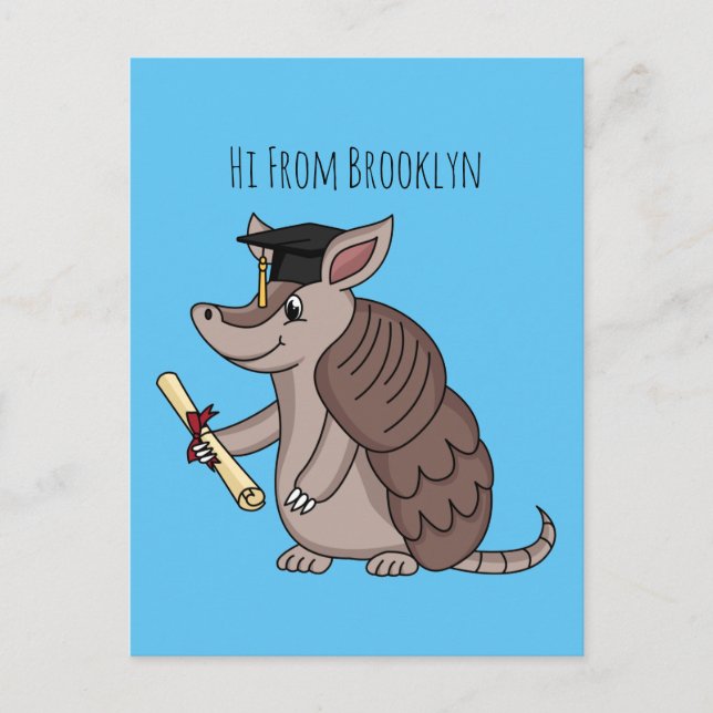 Carte Postale Cute armadillo with graduation cap cartoon (Devant)