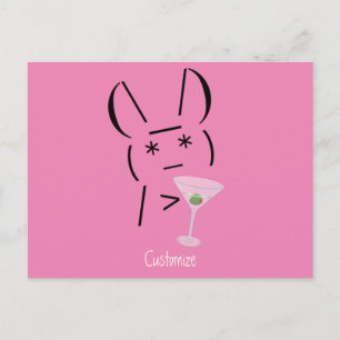 Carte Postale Cute Ascii lapin tenant martini Thunder_Cove