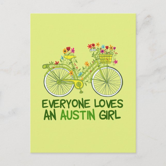 Carte Postale Cute Austin Cycling Girl (Devant)