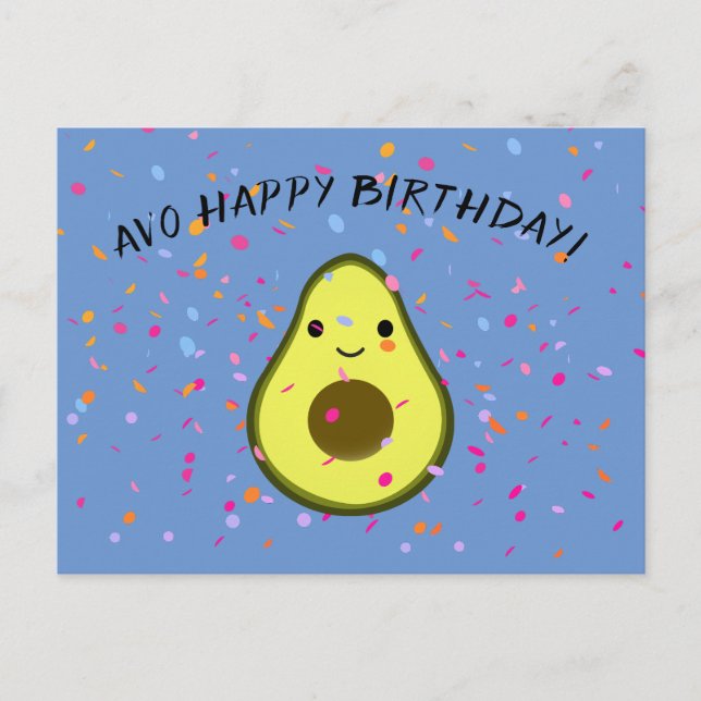 Carte postale Cute Avo Joyeux Anniversaire Avocado (Devant)