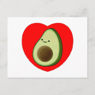 Carte Postale Cute Avocado Dans Le Coeur Rouge