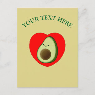 Carte Postale Cute Avocado Dans Le Coeur Rouge