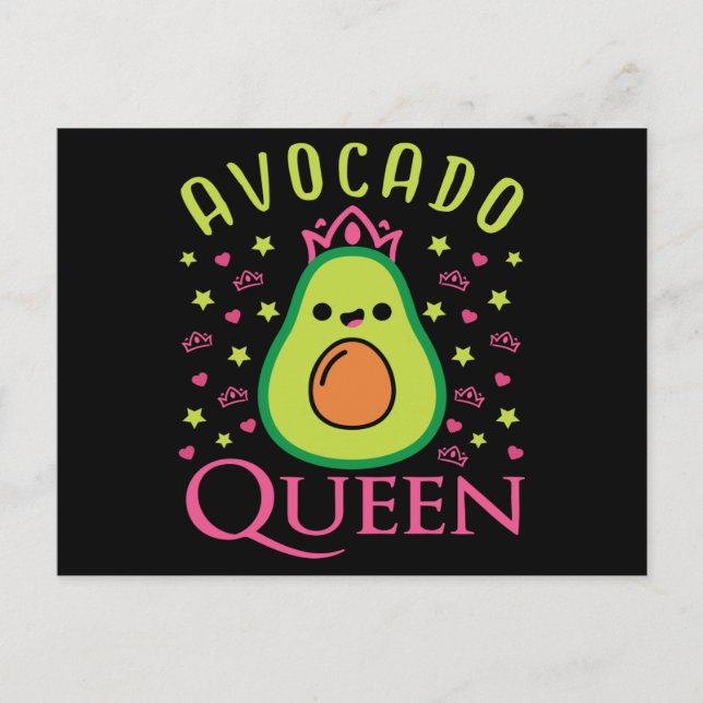 Carte Postale Cute Avocado Queen with Heart Keto Girl Cooking  (Devant)