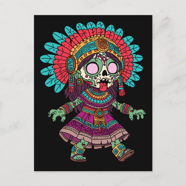 Carte Postale Cute Aztec Zombie (Devant)