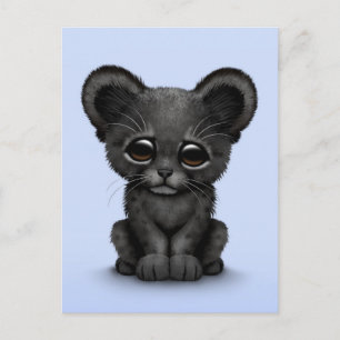 Carte Postale Cute Baby Black Panther Cub sur Blue