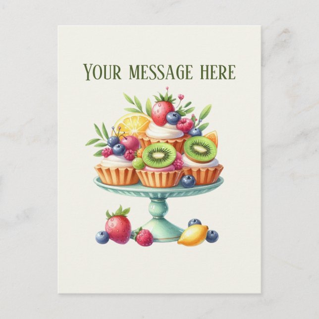 Carte Postale Cute bakery cupcakes add message business name (Devant)