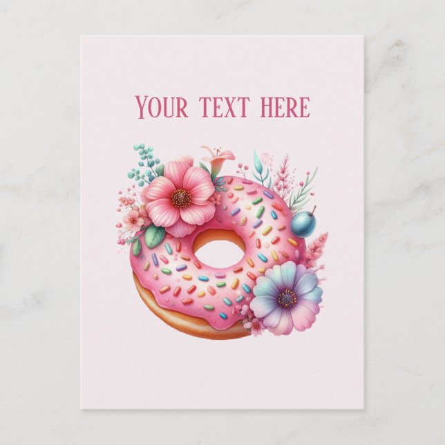 Carte Postale Cute Bakery doughnut add message or business name (Devant)