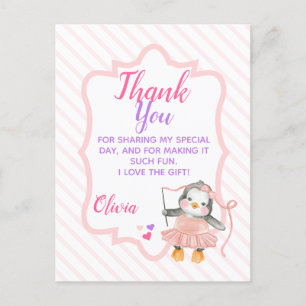 Carte Postale Cute Ballerina Penguin Merci d'anniversaire