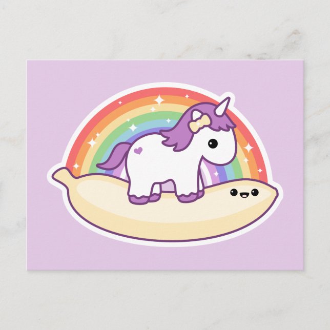 Carte Postale Cute Banana Unicorn (Devant)