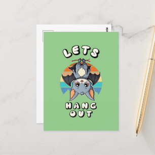 Carte Postale Cute Bat Hanging et Retro Sunset Allons-y
