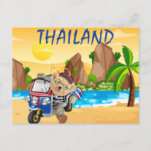 Carte Postale Cute Bear Tuk Thaïlande Beach 