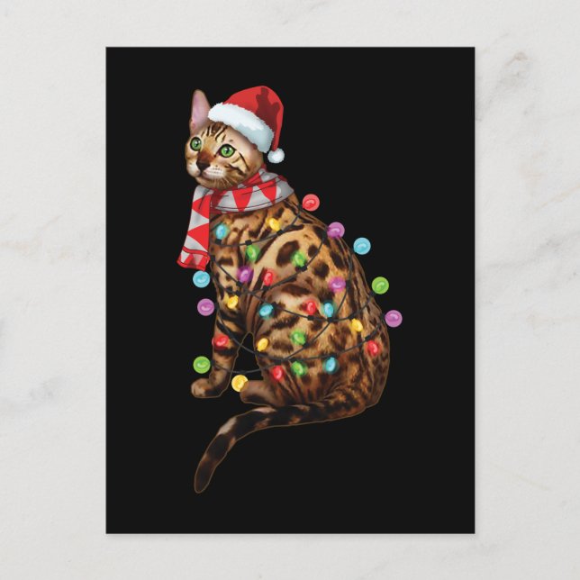 Carte Postale Cute Bengale Chat Drôle Noël Cadeaux (Devant)