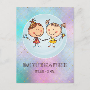 Carte Postale Cute BFF Besties Kawaii Toxits for Girls Friends