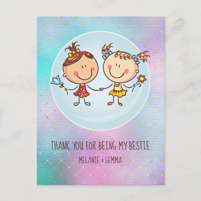 Carte Postale Cute BFF Besties Kawaii Toxits for Girls Friends (Devant)