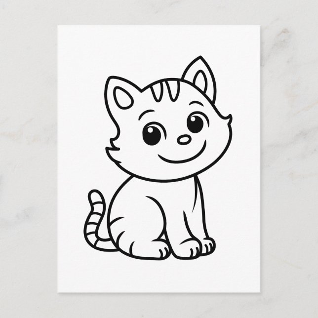 Carte Postale Cute Black and White Sitting Cat (Devant)