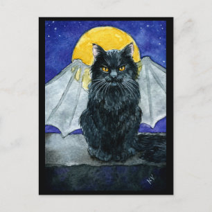 Carte postale Cute Black Cat Gargoyle Halloween