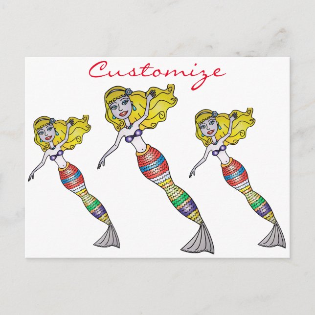 Carte Postale Cute Blonde Mermaid Thunder_Cove (Devant)