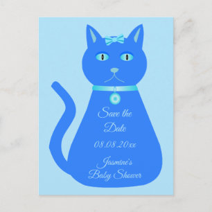 Carte Postale Cute Blue Baby Boy Chat Baby shower personnalisé