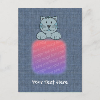 Carte postale Cute Blue Cat Design Photo
