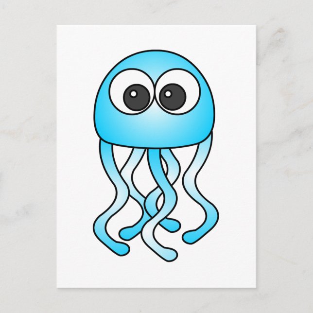 Carte postale Cute Blue Kawaii Jellyfish (Devant)