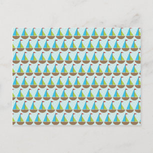 Carte Postale Cute Blue Sailboat Design pour les garçons