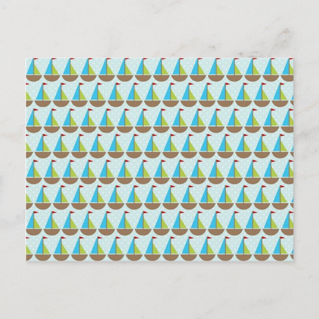 Carte Postale Cute Blue Sailboat Design pour les garçons (Devant)