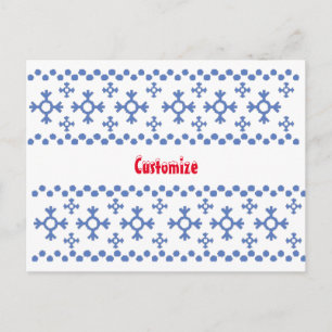 Carte Postale Cute Blue Snowflakes Motif Thunder_Cove