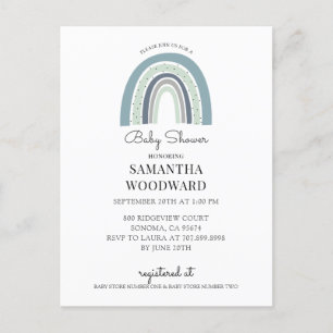 Carte Postale Cute Boho Blue Rainbow Baby Boy Shower Invitation