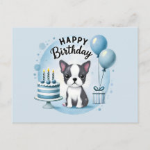 Cute Boston Terrier Birthday PostCard 