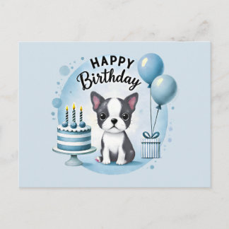 Carte Postale Cute Boston Terrier Birthday PostCard 