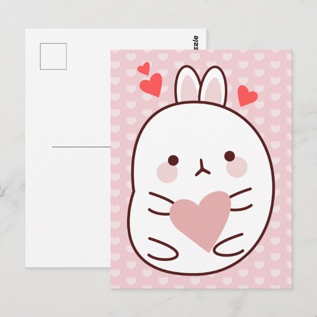 Carte Postale Cute Bunny Heart   (Devant / Derrière)