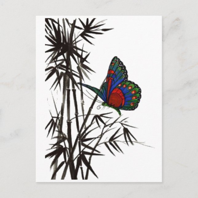 Carte Postale cute butterfly in bamboo (Devant)