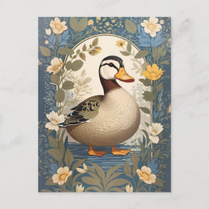Carte Postale Cute Canard Vintage Floral Nature Inspiré