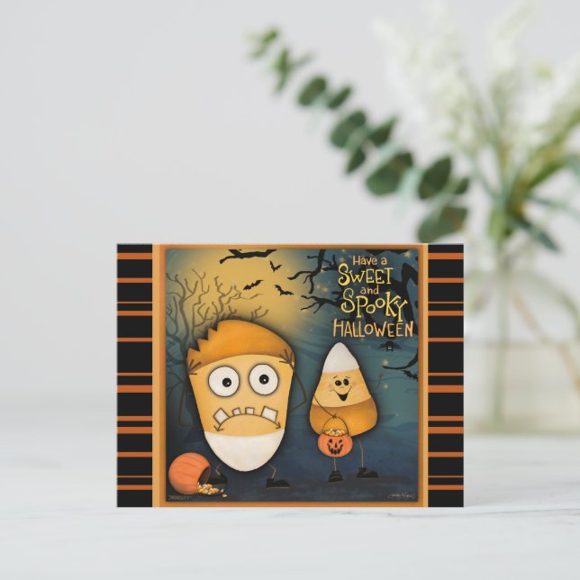 Carte Postale Cute Candy Corn Sweet Halloween Éffrayant (Debout devant)