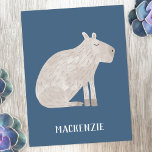 Carte Postale Cute Capybara Personnalisé<br><div class="desc">Un capybara amusant sur un arrière - plan vert turquoise pour les amoureux des animaux et de la faune. Art original de Nic Squirrell. Modifiez ou supprimez le nom pour personnaliser,  ou ajoutez votre propre texte.</div>