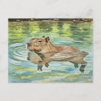 Carte postale Cute Capybara Swimming