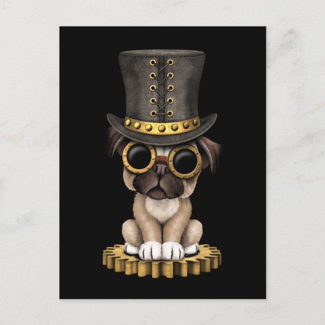 Carte Postale Cute Carlin Steampunk Chien Chien Chien Chien Coch (Devant)