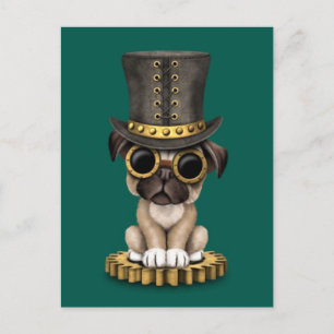 Carte Postale Cute Carlin Steampunk Chien Chien Chien Chien, tur