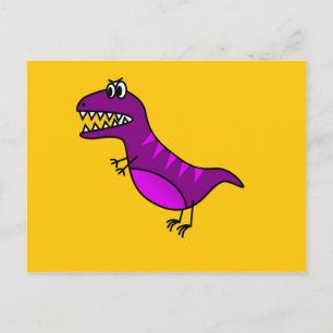Carte Postale Cute cartoon angry purple dinosaure